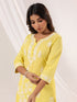 Janasya Women's Yellow Pure Cotton Embroidered Straight Kurta