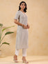 Janasya Women's Off White Cotton Striped Straight Kurta