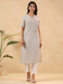 Janasya Women's Off White Cotton Striped Straight Kurta