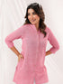Janasya Women's Pink Cotton Solid Straight Short Kurti