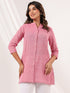 Janasya Women's Pink Cotton Solid Straight Short Kurti