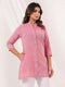 Janasya Women's Pink Cotton Solid Straight Short Kurti