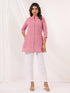 Janasya Women's Pink Cotton Solid Straight Short Kurti