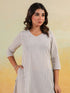 Janasya Women's White & Black Cotton Striped Straight Kurta