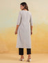 Janasya Women's White & Black Cotton Striped Straight Kurta