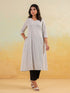 Janasya Women's White & Black Cotton Striped Straight Kurta