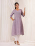 Janasya Women's Purple Cotton Solid Straight Kurta