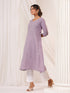 Janasya Women's Purple Cotton Solid Straight Kurta