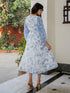Light Blue Dobby Georgette Floral Printed Fit & Flare Dress