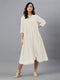 Off White Dobby Chiffon Self Design Flared Kurta