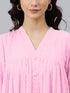 Pink Dobby Chiffon Self Design Flared Kurta