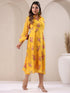 Mustard Georgette Floral Printed A-line Dress
