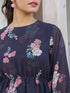 Black Georgette Floral Printed A-line Dress
