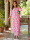 Pink Pure Cotton Floral Printed Straight Kurta Pant Set