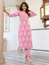 Light Pink Pure Cotton Ethnic Motifs Printed Straight Kurta Pant Set
