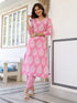 Light Pink Pure Cotton Ethnic Motifs Printed Straight Kurta Pant Set
