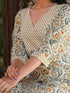 Off White Pure Cotton Floral Printed Straight Kurta Set
