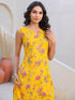 Yellow Pure Cotton Floral Printed Straight Kurta Pant Set