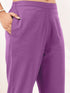 Janasya Women's Purple Cotton Solid Straight Kurta Pant Set