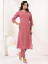 Janasya Women's Pink Cotton Solid Straight Kurta Pant Set