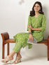 Lime Green Pure Cotton Floral Printed Straight Kurta Set