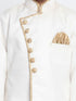Boy's White Jute Silk Blend Sherwani Set