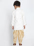 Boy's White Jute Silk Blend Sherwani Set