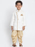 Boy's White Jute Silk Blend Sherwani Set