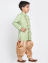 Boy's Green Jute Silk Blend Sherwani Set