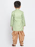 Boy's Green Jute Silk Blend Sherwani Set