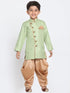 Boy's Green Jute Silk Blend Sherwani Set