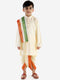 Boy's Gold Cotton Blend Kurta Dhoti and Dupatta Set