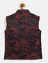 Boy's Maroon And Black Jacquard Nehru Jacket