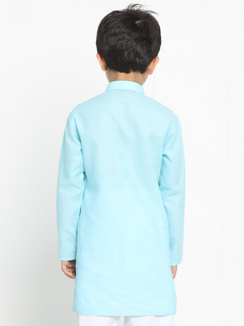 Boy's Aqua Blue Solid Kurta