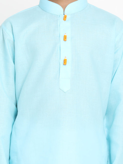 Boy's Aqua Blue Solid Kurta