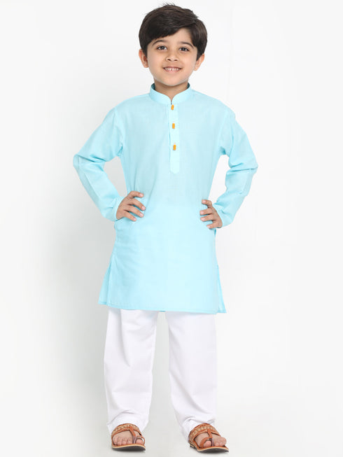 Boy's Aqua Blue Solid Kurta