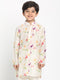 Boy's Multicolor-Base-Cream Cotton Blend Printed Kurta