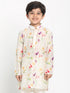 Boy's Multicolor-Base-Cream Cotton Blend Printed Kurta