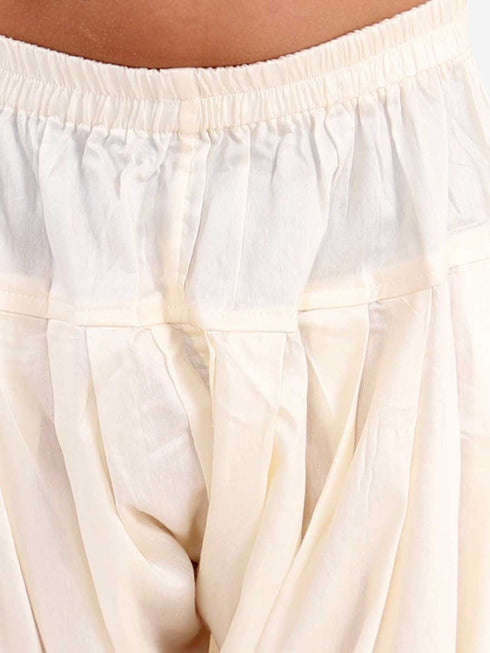 Boy's Cream Cotton Blend Pathani Suit Set