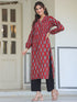 Maroon Cotton Floral Print Flared Kurta