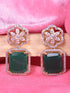 Gold Plated Green Square Drop Earrings