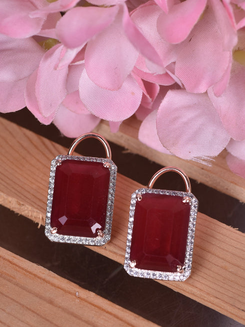 Red Contemporary Studs Earrings