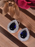 Women Blue & White Rose GoldPlated Teardrop Shaped Studs Earrings
