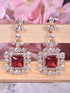 Red & White GoldPlated AD Studded Contemporary Drop Earrings