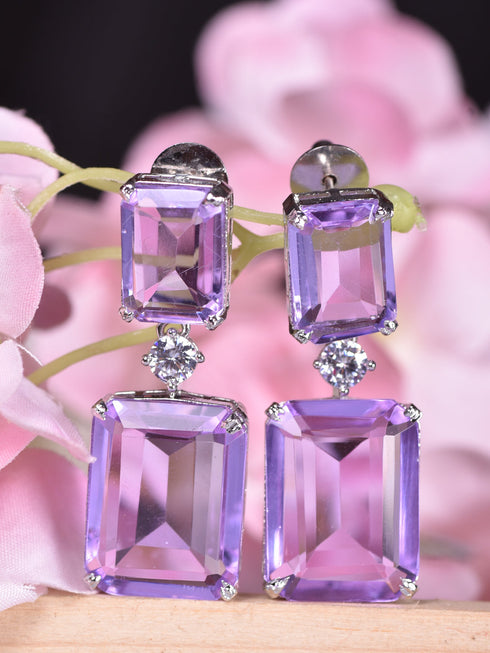 Lavender Silver Plated Classic Luxe Chandelier Drop Earrings
