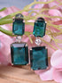 SilverPlated Green Square Drop Earrings