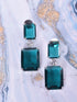 SilverPlated Green Square Drop Earrings