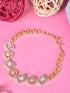 Women GoldToned & White Brass AD Handcrafted GoldPlated Link Bracelet