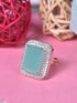 RoseGold Plated Turquoise Blue StoneStudded Adjustable Finger Ring