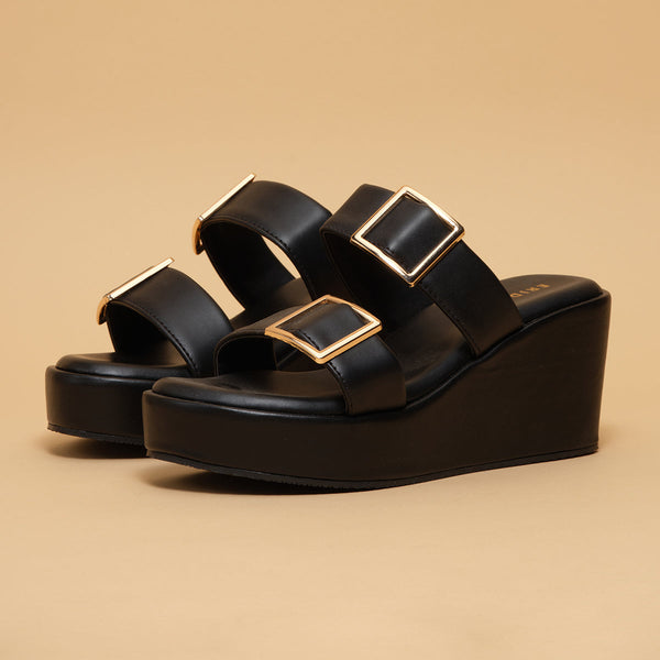 Jenaa Buckle Wedge Sandals